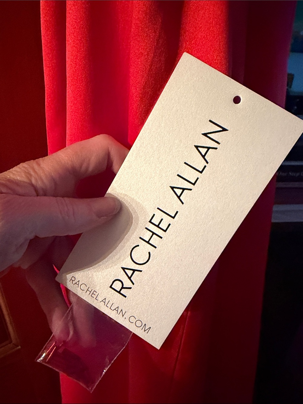 Rachel Allan Red High-Low Evening Gown with Ruffle Train - Picture 14 of 16